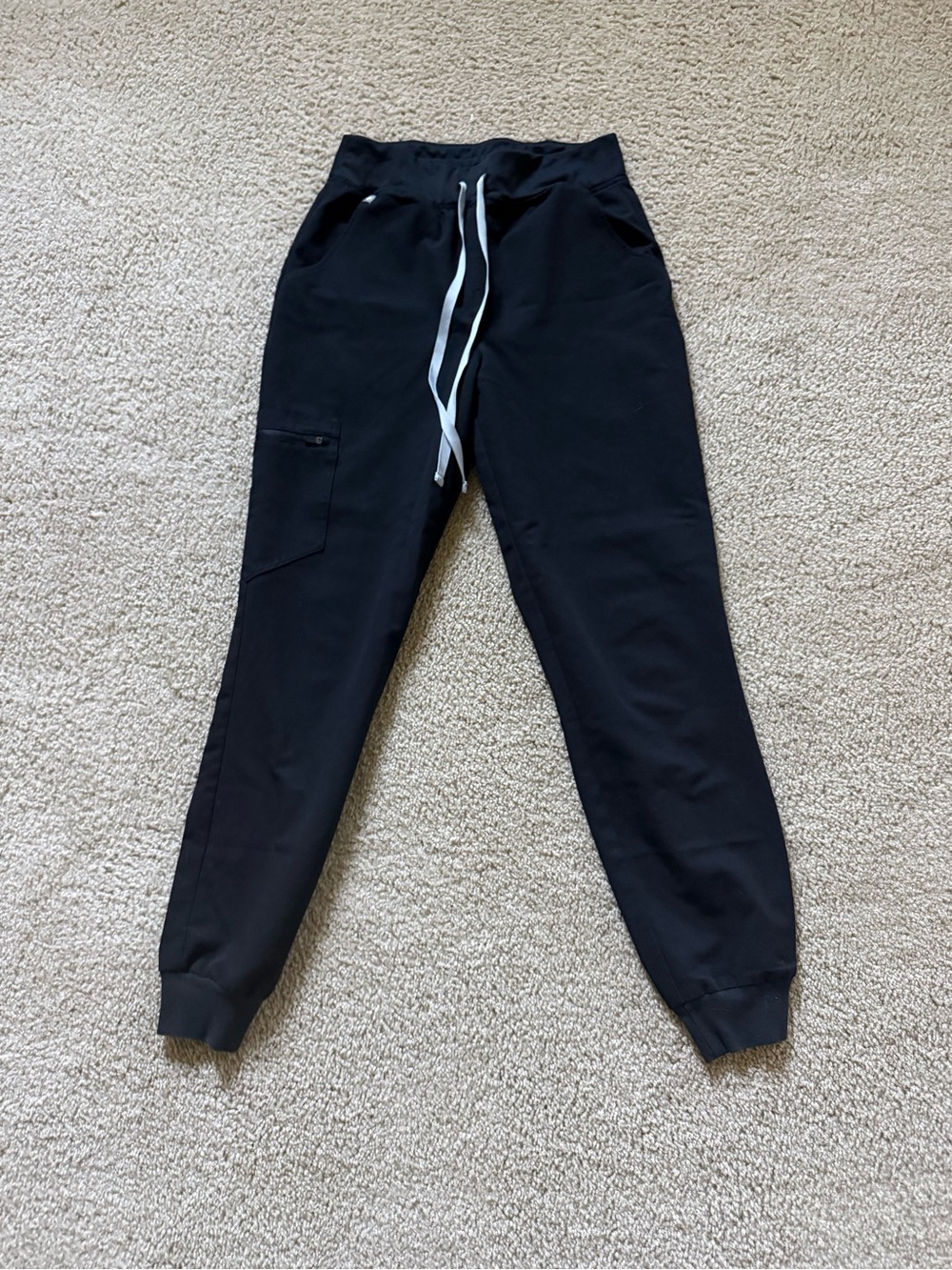 Figs Black Drawstring Jogger Pants with Side Zip Pocket